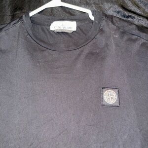 Stone Island Black Crewneck T-Shirt with Compass Patch